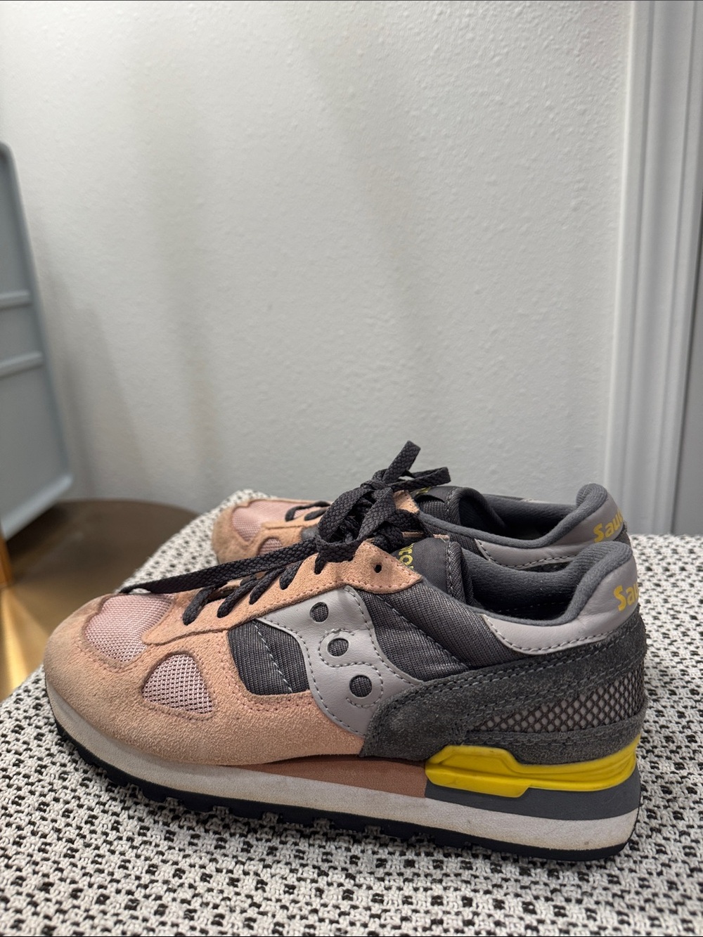Saucony Women’s Pink, Gray & Yellow Retro Runner Sneakers